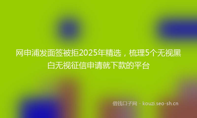网申浦发面签被拒2025年精选，梳理5个无视黑白无视征信申请就下款的平台