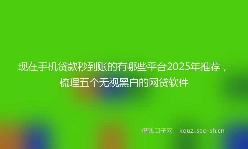 现在手机贷款秒到账的有哪些平台2025年推荐，梳理五个无视黑白的网贷软件