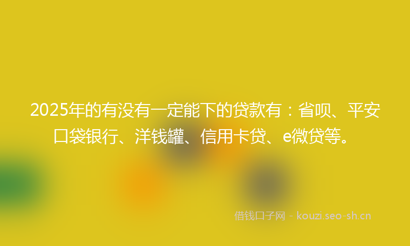 2025年的有没有一定能下的贷款有：省呗、平安口袋银行、洋钱罐、信用卡贷、e微贷等。