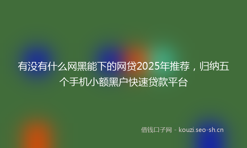 有没有什么网黑能下的网贷2025年推荐，归纳五个手机小额黑户快速贷款平台