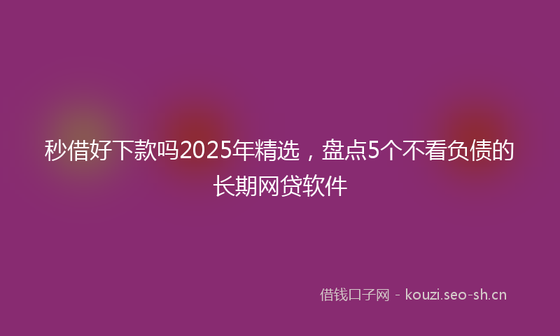 秒借好下款吗2025年精选，盘点5个不看负债的长期网贷软件