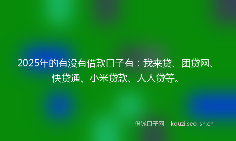 2025年的有没有借款口子有：我来贷、团贷网、快贷通、小米贷款、人人贷等。