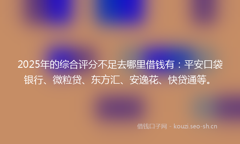 2025年的综合评分不足去哪里借钱有：平安口袋银行、微粒贷、东方汇、安逸花、快贷通等。