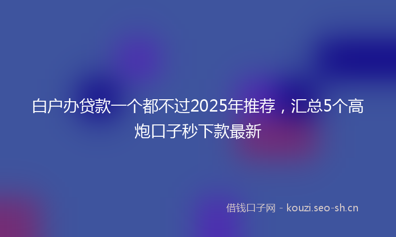 白户办贷款一个都不过2025年推荐，汇总5个高炮口子秒下款最新