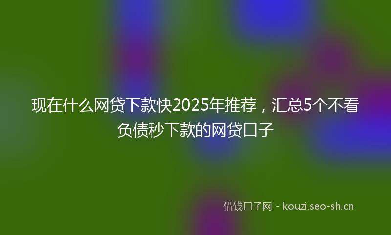 现在什么网贷下款快2025年推荐，汇总5个不看负债秒下款的网贷口子