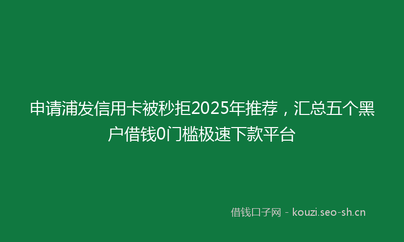 申请浦发信用卡被秒拒2025年推荐，汇总五个黑户借钱0门槛极速下款平台