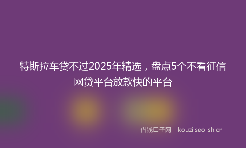 特斯拉车贷不过2025年精选，盘点5个不看征信网贷平台放款快的平台
