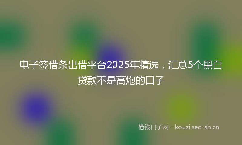 电子签借条出借平台2025年精选，汇总5个黑白贷款不是高炮的口子