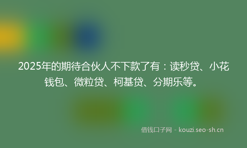 2025年的期待合伙人不下款了有：读秒贷、小花钱包、微粒贷、柯基贷、分期乐等。