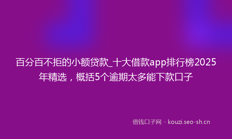 百分百不拒的小额贷款_十大借款app排行榜2025年精选，概括5个逾期太多能下款口子