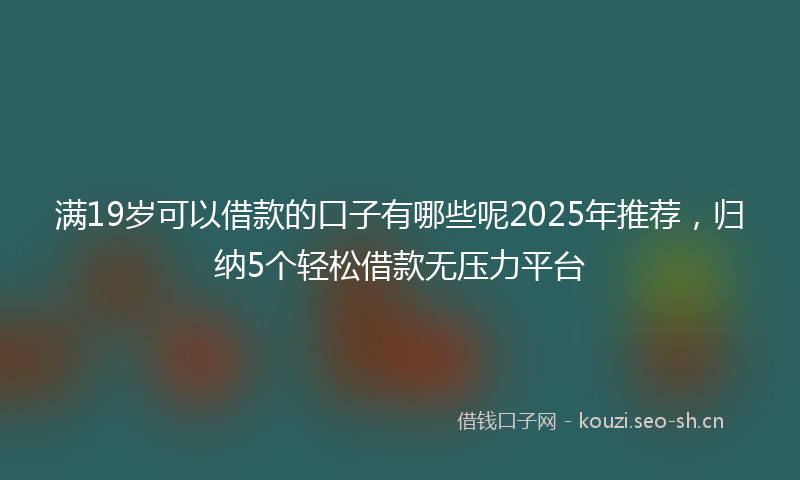 满19岁可以借款的口子有哪些呢2025年推荐，归纳5个轻松借款无压力平台