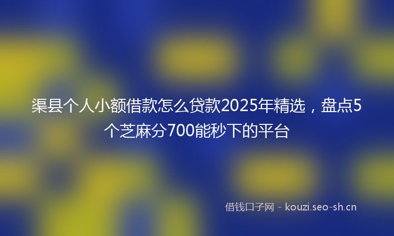 渠县个人小额借款怎么贷款2025年精选，盘点5个芝麻分700能秒下的平台