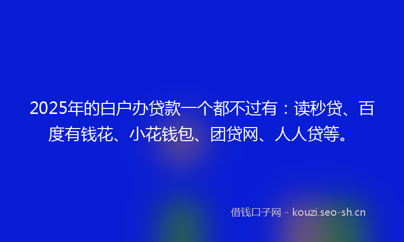 2025年的白户办贷款一个都不过有：读秒贷、百度有钱花、小花钱包、团贷网、人人贷等。