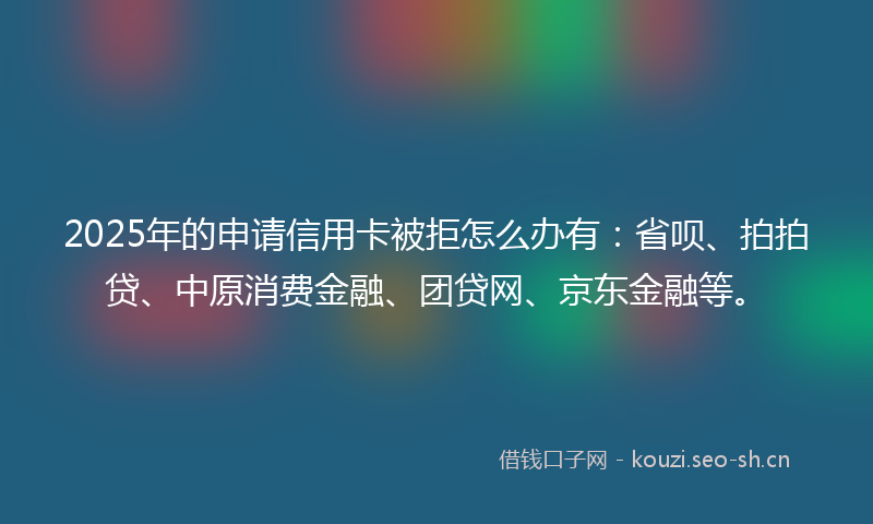 2025年的申请信用卡被拒怎么办有：省呗、拍拍贷、中原消费金融、团贷网、京东金融等。