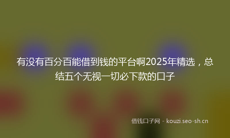 有没有百分百能借到钱的平台啊2025年精选，总结五个无视一切必下款的口子
