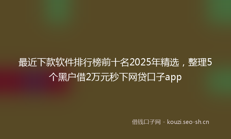 最近下款软件排行榜前十名2025年精选，整理5个黑户借2万元秒下网贷口子app