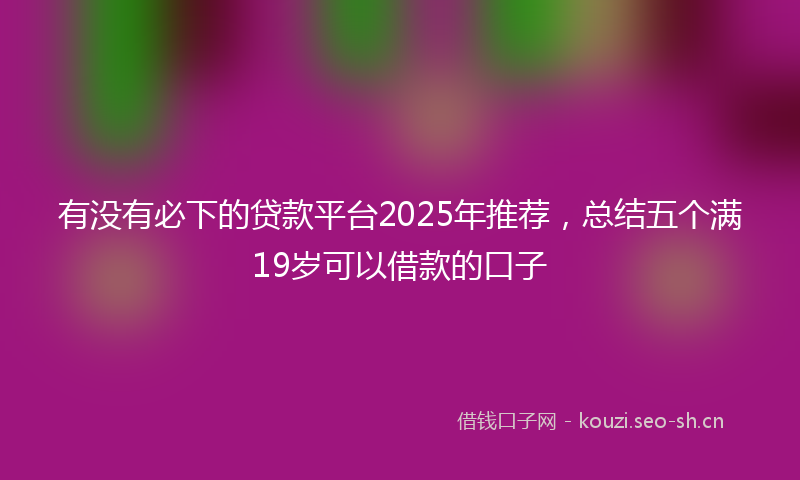 有没有必下的贷款平台2025年推荐，总结五个满19岁可以借款的口子