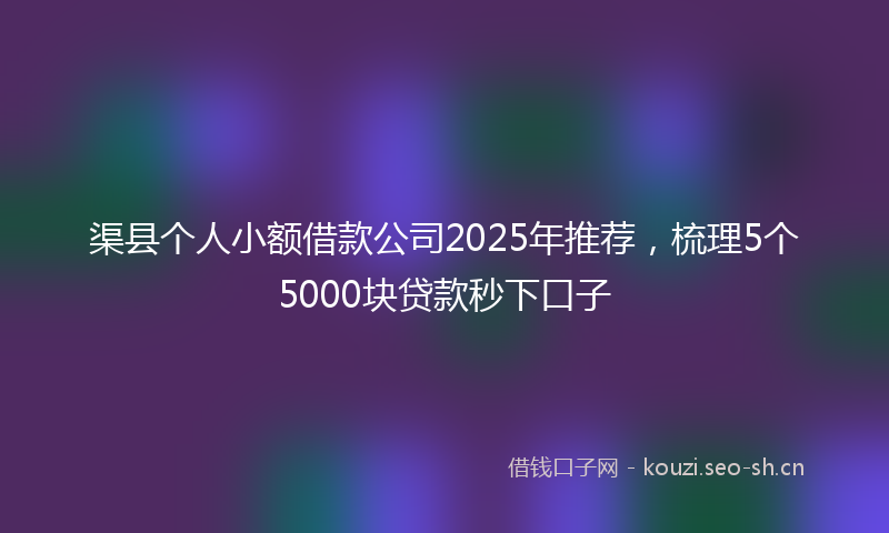 渠县个人小额借款公司2025年推荐，梳理5个5000块贷款秒下口子