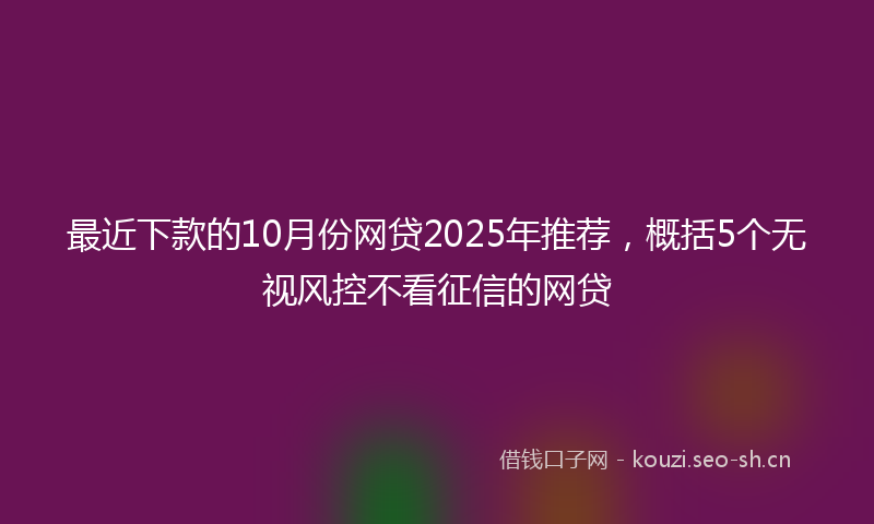 最近下款的10月份网贷2025年推荐，概括5个无视风控不看征信的网贷