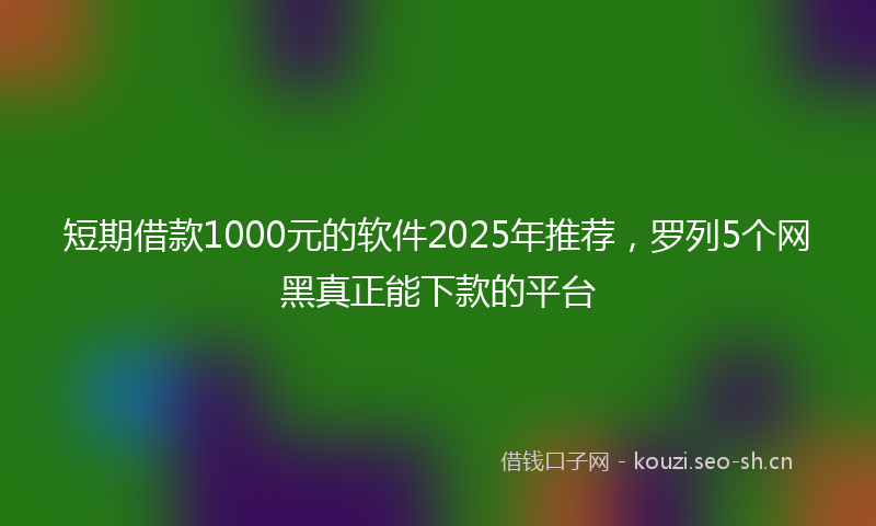 短期借款1000元的软件2025年推荐，罗列5个网黑真正能下款的平台