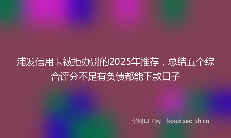 浦发信用卡被拒办别的2025年推荐，总结五个综合评分不足有负债都能下款口子