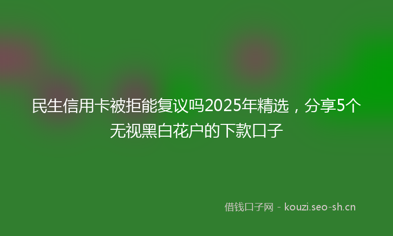 民生信用卡被拒能复议吗2025年精选，分享5个无视黑白花户的下款口子