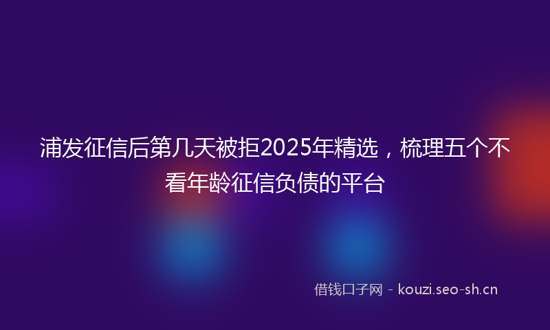 浦发征信后第几天被拒2025年精选，梳理五个不看年龄征信负债的平台