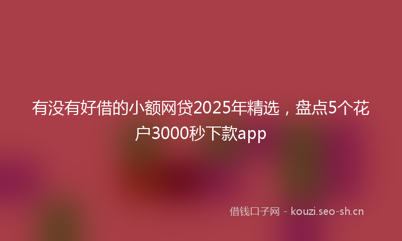 有没有好借的小额网贷2025年精选，盘点5个花户3000秒下款app