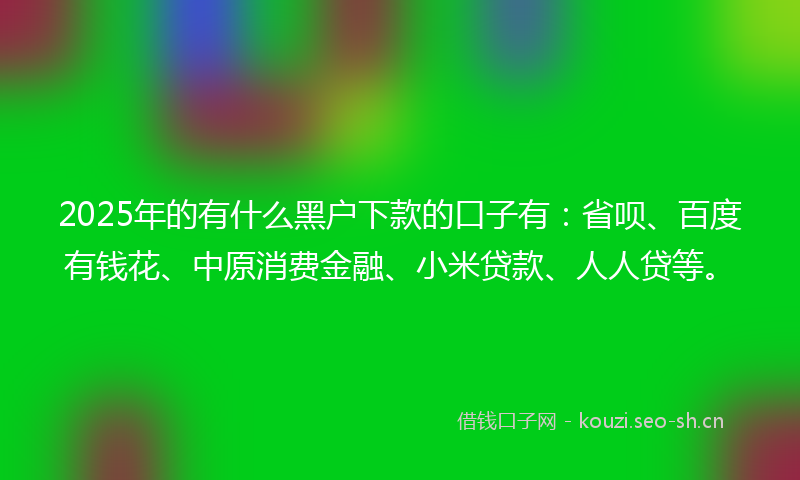 2025年的有什么黑户下款的口子有：省呗、百度有钱花、中原消费金融、小米贷款、人人贷等。
