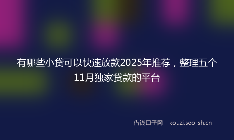 有哪些小贷可以快速放款2025年推荐,整理五个11月独家贷款的平台