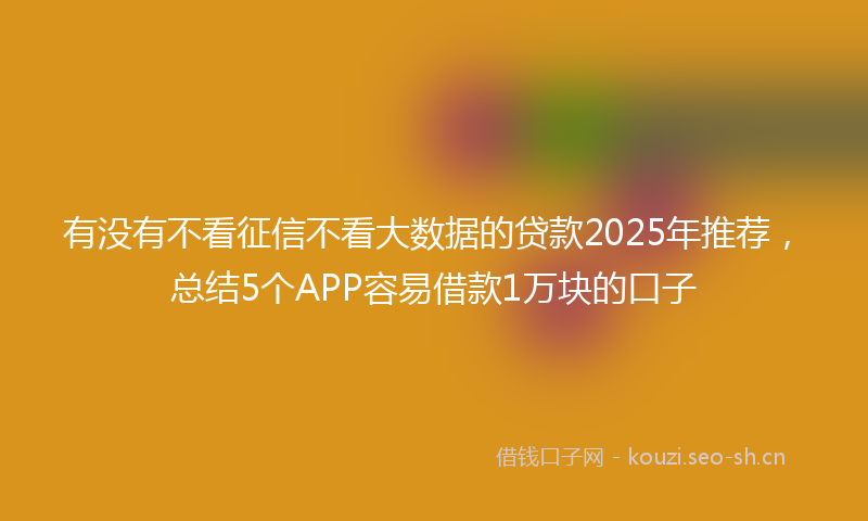 有没有不看征信不看大数据的贷款2025年推荐，总结5个APP容易借款1万块的口子