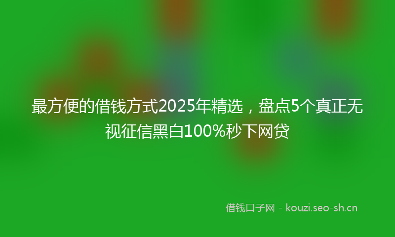 最方便的借钱方式2025年精选，盘点5个真正无视征信黑白100%秒下网贷