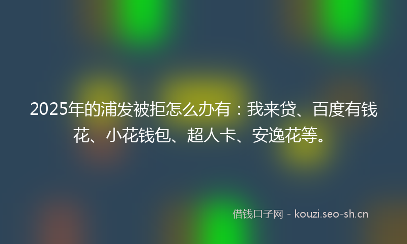 2025年的浦发被拒怎么办有：我来贷、百度有钱花、小花钱包、超人卡、安逸花等。