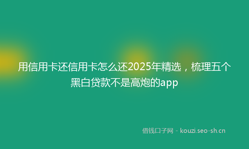 用信用卡还信用卡怎么还2025年精选，梳理五个黑白贷款不是高炮的app