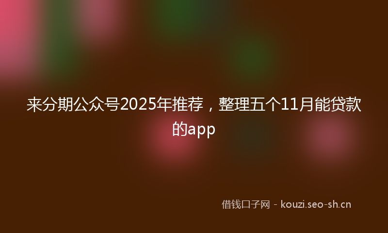 来分期公众号2025年推荐，整理五个11月能贷款的app