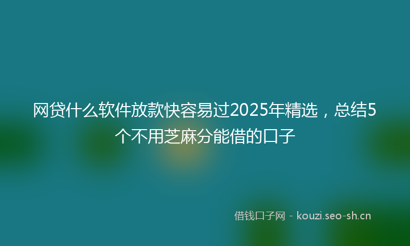 网贷什么软件放款快容易过2025年精选，总结5个不用芝麻分能借的口子