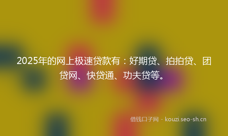 2025年的网上极速贷款有：好期贷、拍拍贷、团贷网、快贷通、功夫贷等。