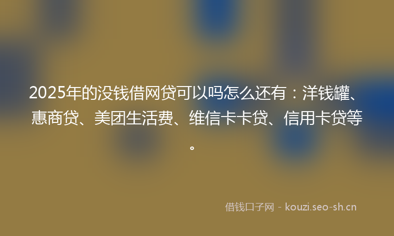 2025年的没钱借网贷可以吗怎么还有:洋钱罐、惠商贷、美团生活费、维信卡卡贷、信用卡贷等。