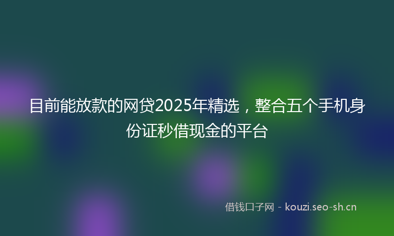目前能放款的网贷2025年精选，整合五个手机身份证秒借现金的平台