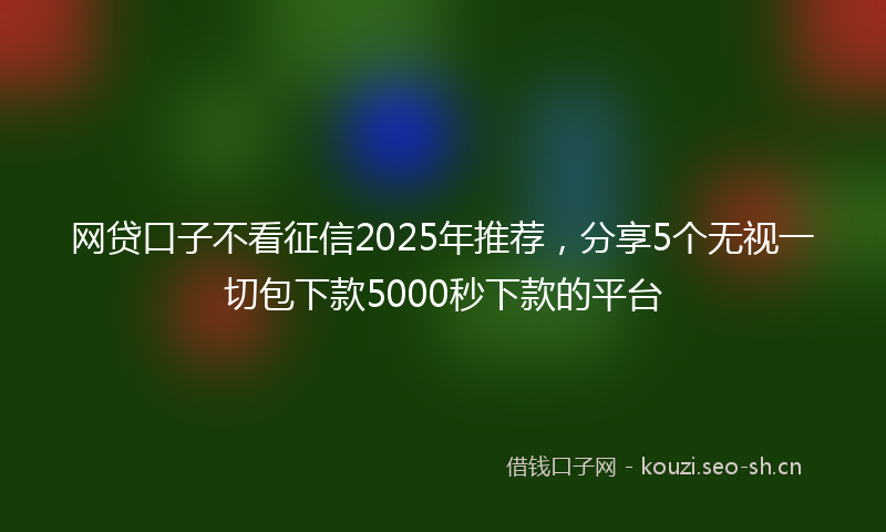 网贷口子不看征信2025年推荐，分享5个无视一切包下款5000秒下款的平台