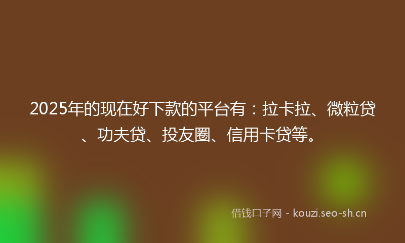 2025年的现在好下款的平台有：拉卡拉、微粒贷、功夫贷、投友圈、信用卡贷等。