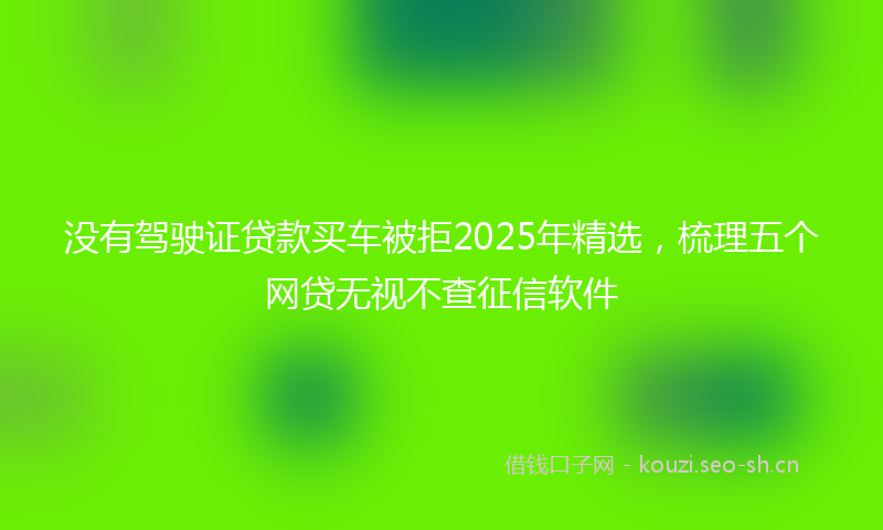 没有驾驶证贷款买车被拒2025年精选，梳理五个网贷无视不查征信软件