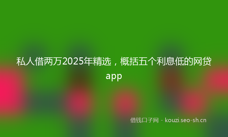 私人借两万2025年精选，概括五个利息低的网贷app