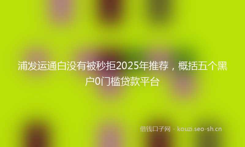 浦发运通白没有被秒拒2025年推荐，概括五个黑户0门槛贷款平台