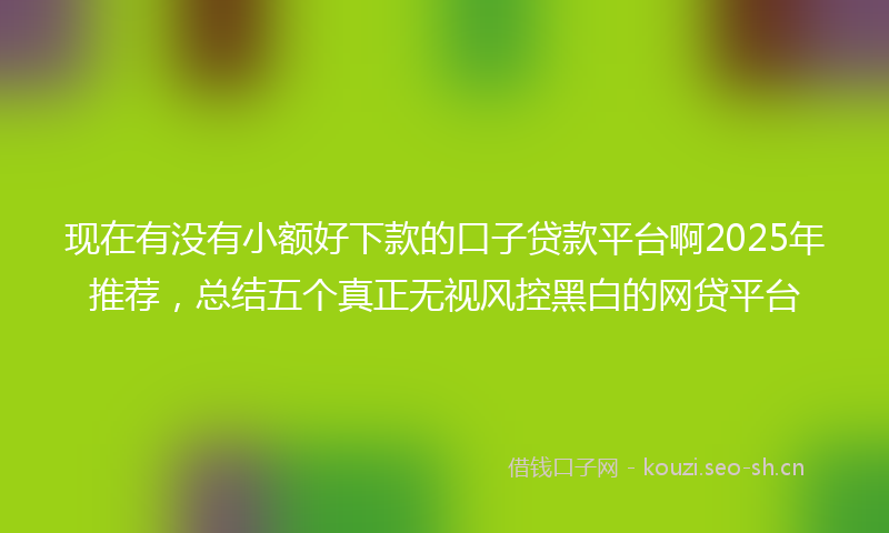 现在有没有小额好下款的口子贷款平台啊2025年推荐，总结五个真正无视风控黑白的网贷平台