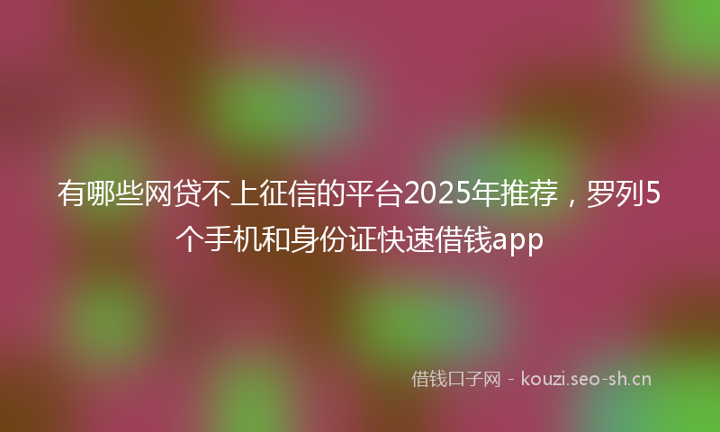 有哪些网贷不上征信的平台2025年推荐，罗列5个手机和身份证快速借钱app
