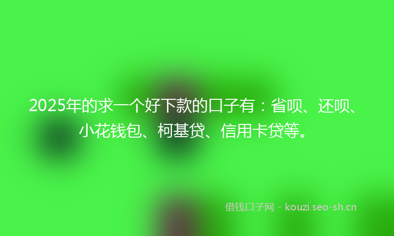 2025年的求一个好下款的口子有：省呗、还呗、小花钱包、柯基贷、信用卡贷等。