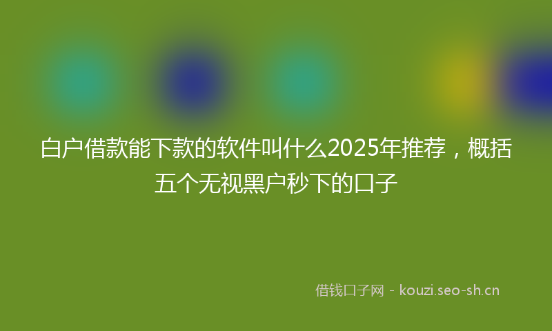 白户借款能下款的软件叫什么2025年推荐，概括五个无视黑户秒下的口子