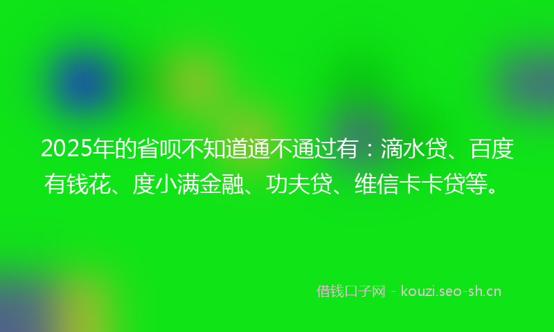 2025年的省呗不知道通不通过有：滴水贷、百度有钱花、度小满金融、功夫贷、维信卡卡贷等。