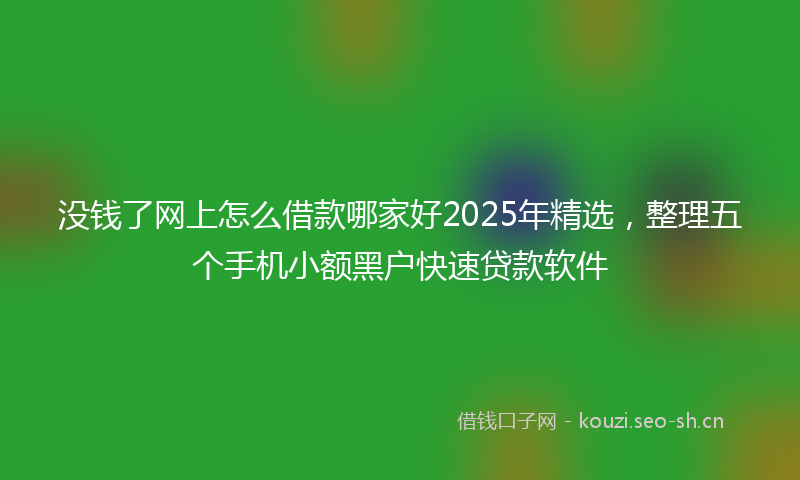 没钱了网上怎么借款哪家好2025年精选，整理五个手机小额黑户快速贷款软件